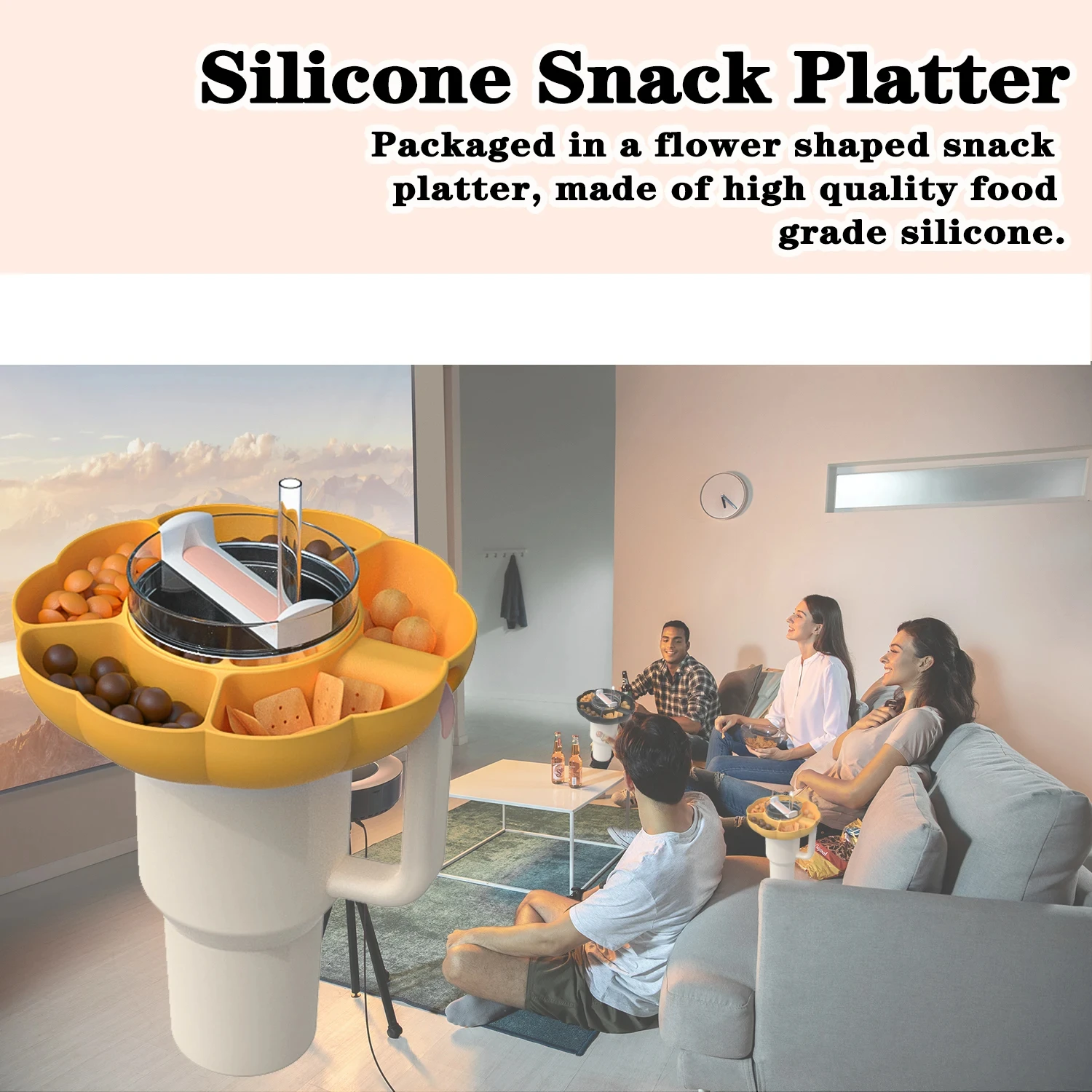 Efficiently Organized Large Durable Outdoor Snack Tray-Reusable Divided Snack Container with Removable Dividers for Precise Po