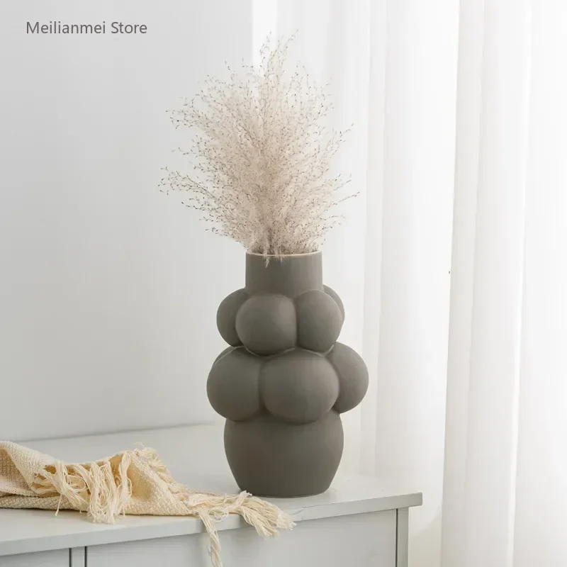 Minimally modern bubble ball ceramic vase, irregular flower arrangement device, high-end interior decoration ornament home decor 3