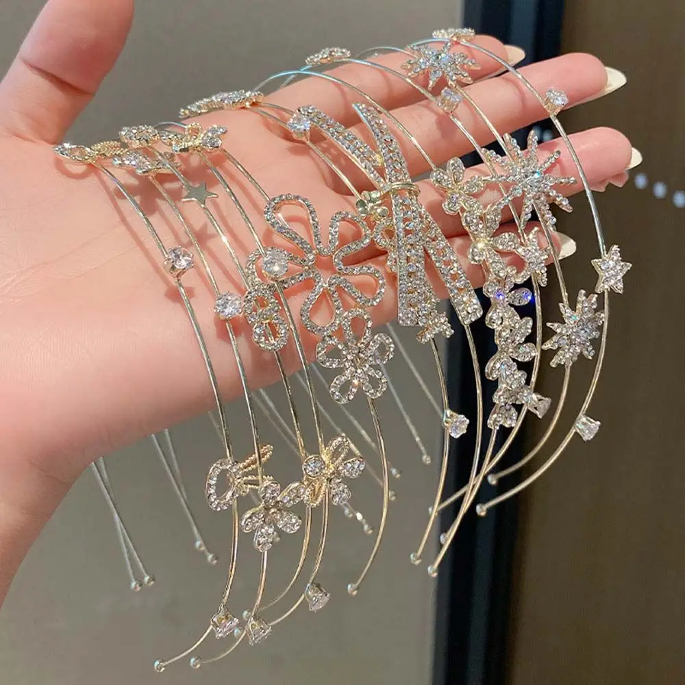 

Sweet Girl Headwear Thin Hair Hoop Flower Spring Rhinestones Korean Hairbands Diamond Headband Women Hair Hoop Rabbit Headband