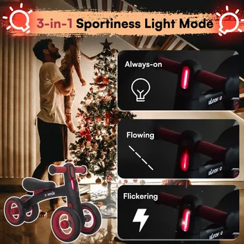 Ubravoo Baby Slide Balance Bike for 12-24 Months,3-Mode Headlight & 4 Transparent Silence Wheels, Riding on Toys Birthday Gifts 6