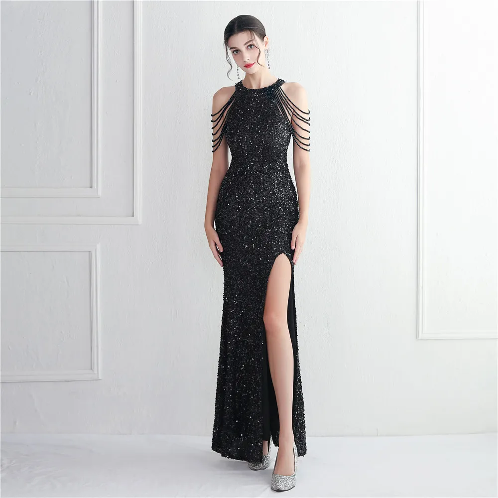 YIDINGZS Off Shoulder Gold Sequin Dress Short Party Bodycon Dress Women Sexy Evening Dress 18607