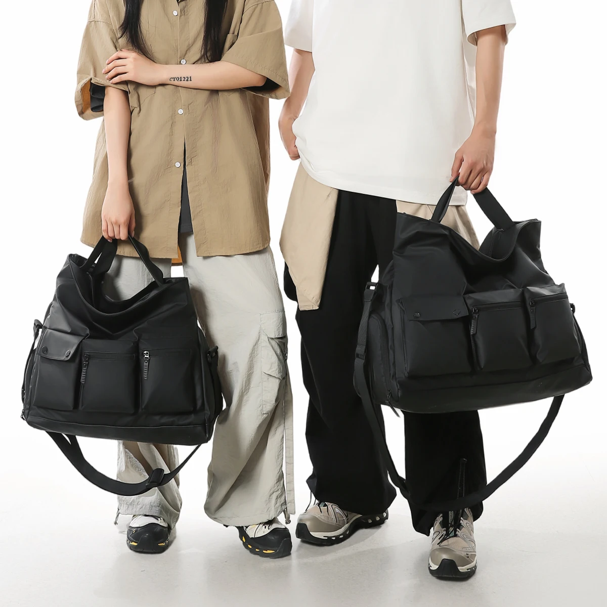 Travel Bag Men's Satchel Large-Capacity Short-Distance Travel Business Trip Boarding Bag Luggage Bag Lightweight Sports Shoulder Bag Men's Hiking Work Student Class