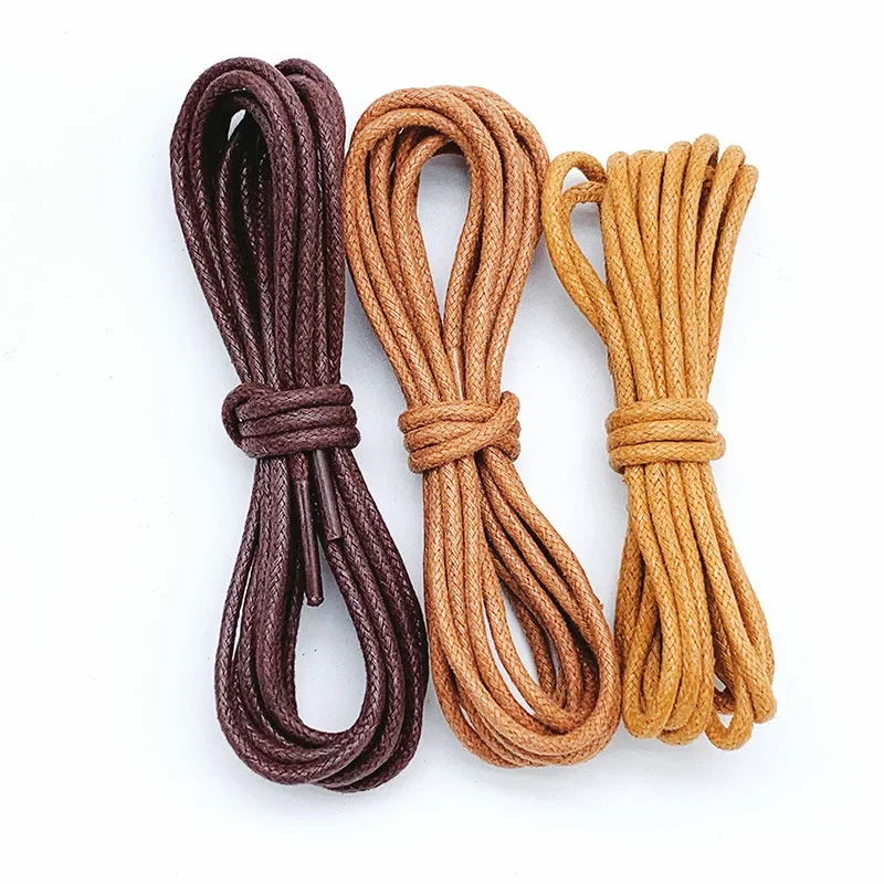 Cotton Waxed Solid Round Shoelaces Durable Polyester