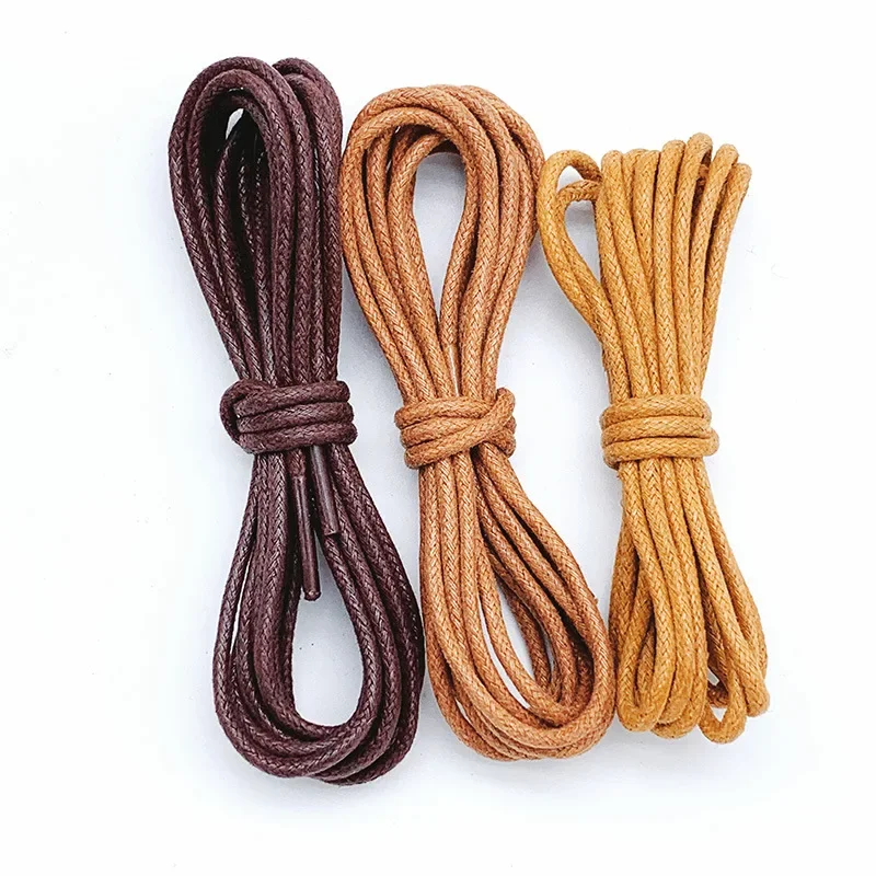 2.5mm Cotton Waxed Solid Round Shoelaces Durable Polyester