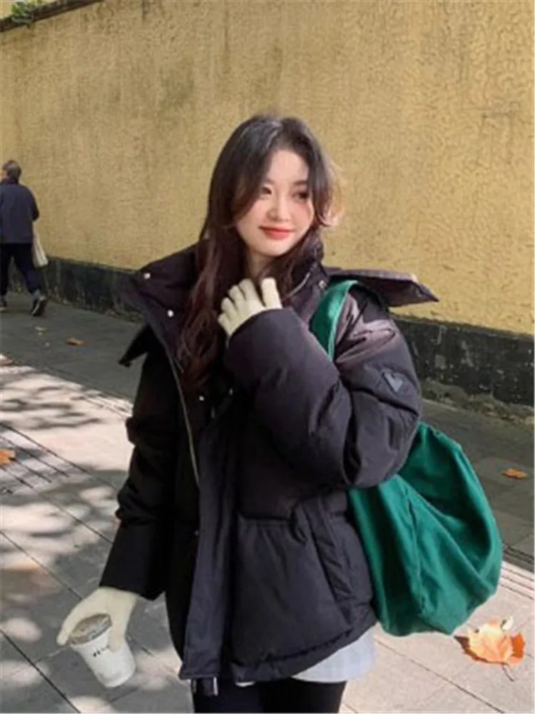 

Корейская свободная одежда хлеб, новинка зимы 2023, модное короткое пуховое хлопковое пальто, одежда для пары