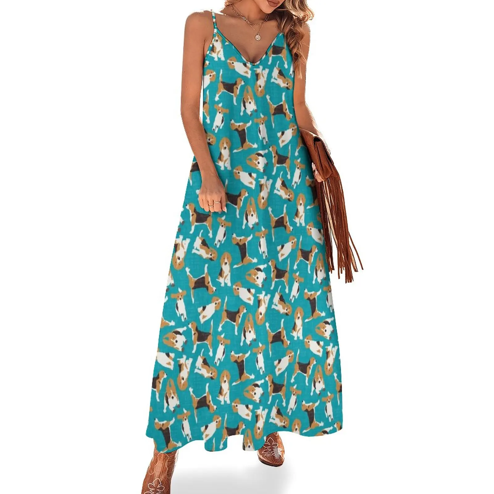

New beagle scatter blue Sleeveless Dress Casual dresses
