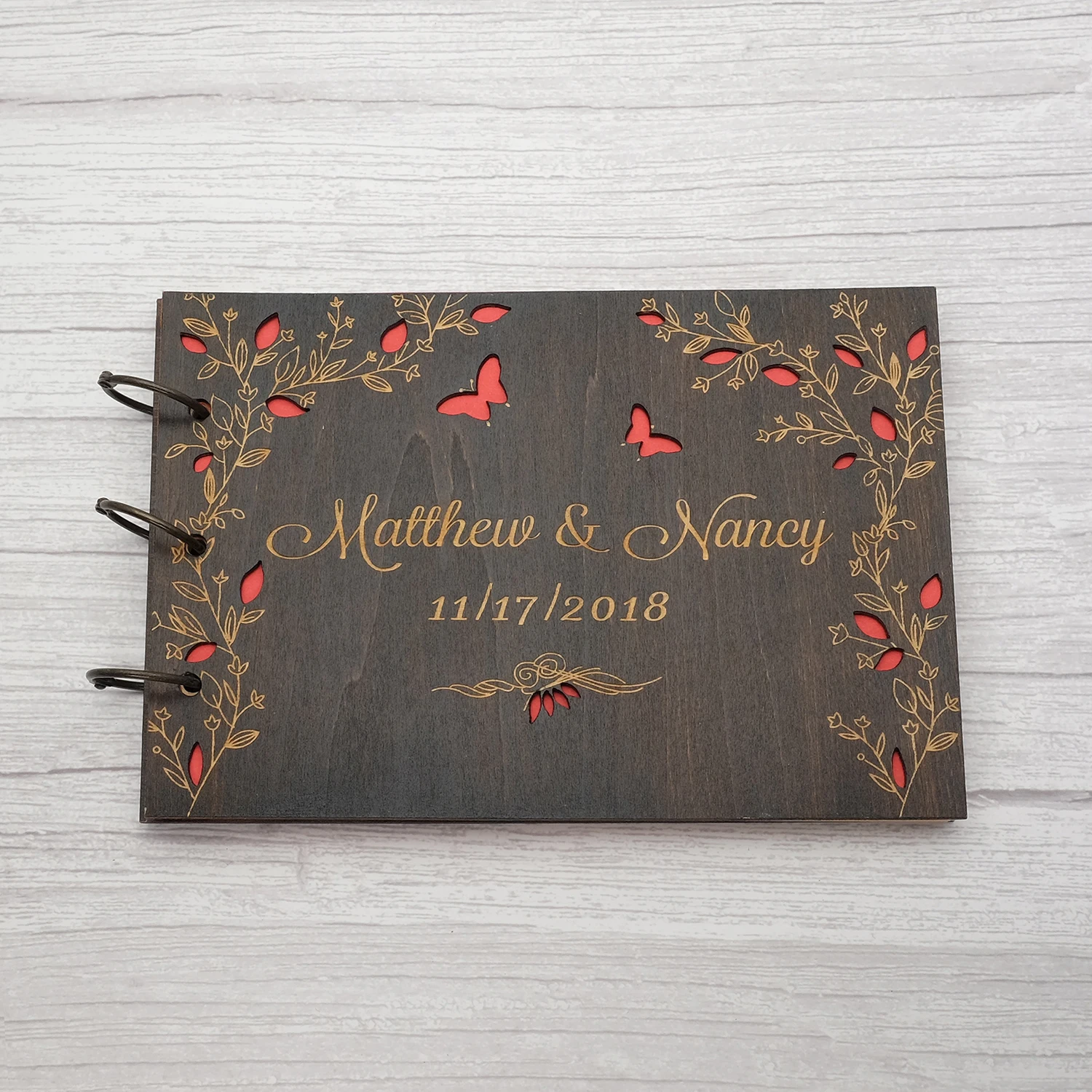 

Personalized Engraved Wooden Wedding Guest Book, Custom Wedding Guestbook, Rustic Wedding Album, Wedding Favors