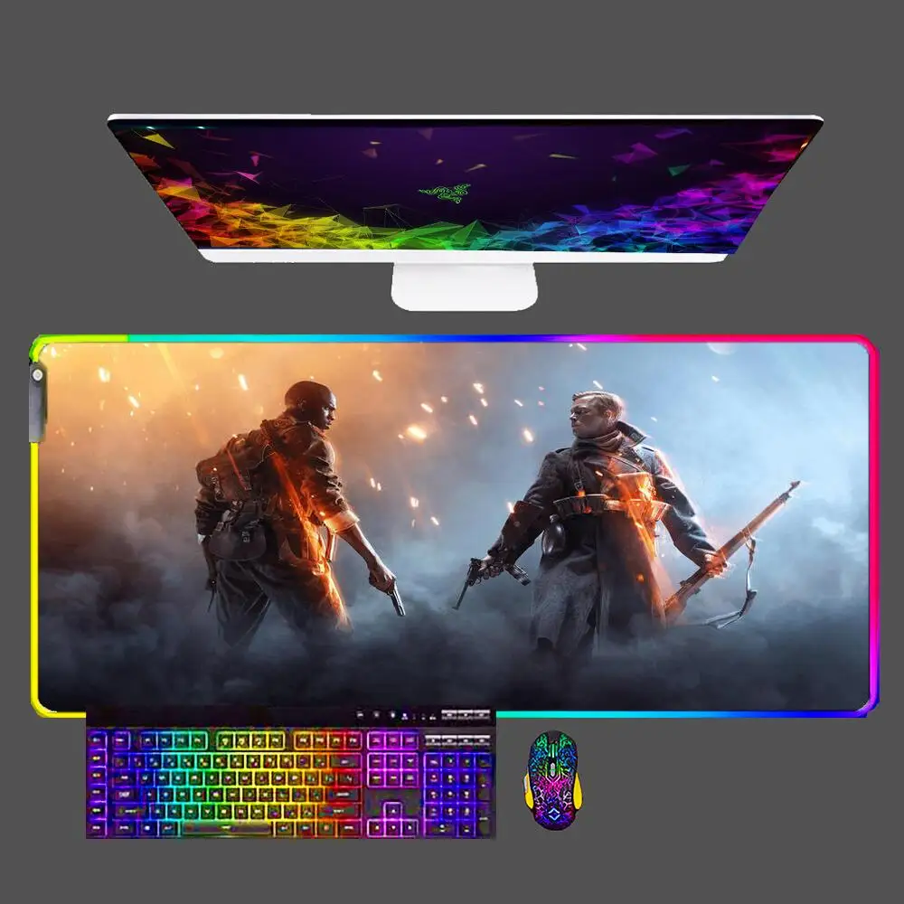 

Battlefield 1 Anime RGB Mouse Pad Gamers Large Computer Extended Game LED Mousepad Desk Mat Keyboard Rubber for CS GO LOL Carpet