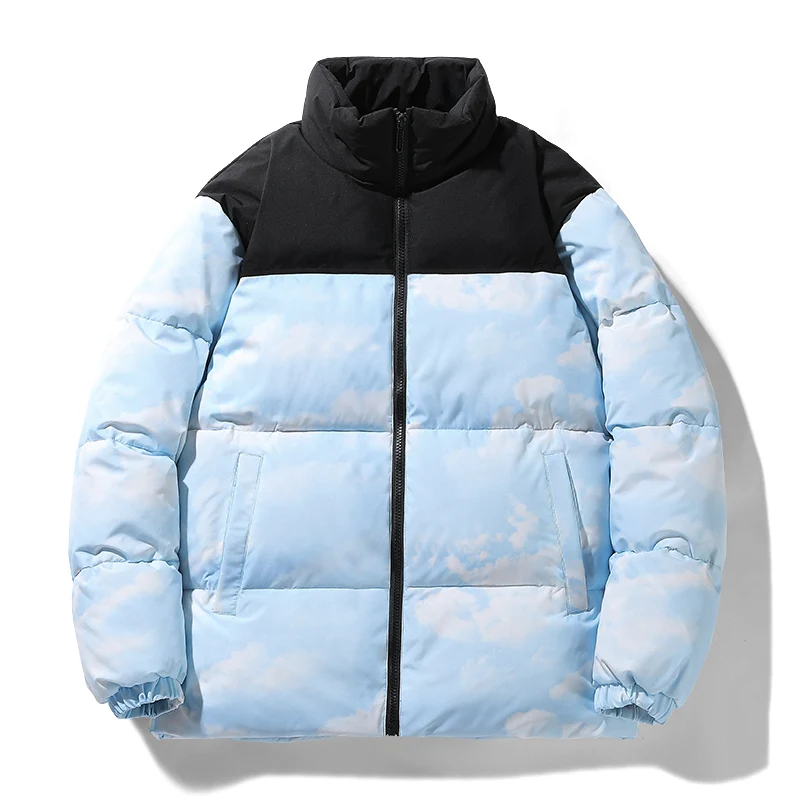 Men's padded Clothing Autumn and Winter New Fashion Color-block Thickened Warm Outdoor Sports Stand Collar Coat Men's Down Jacke