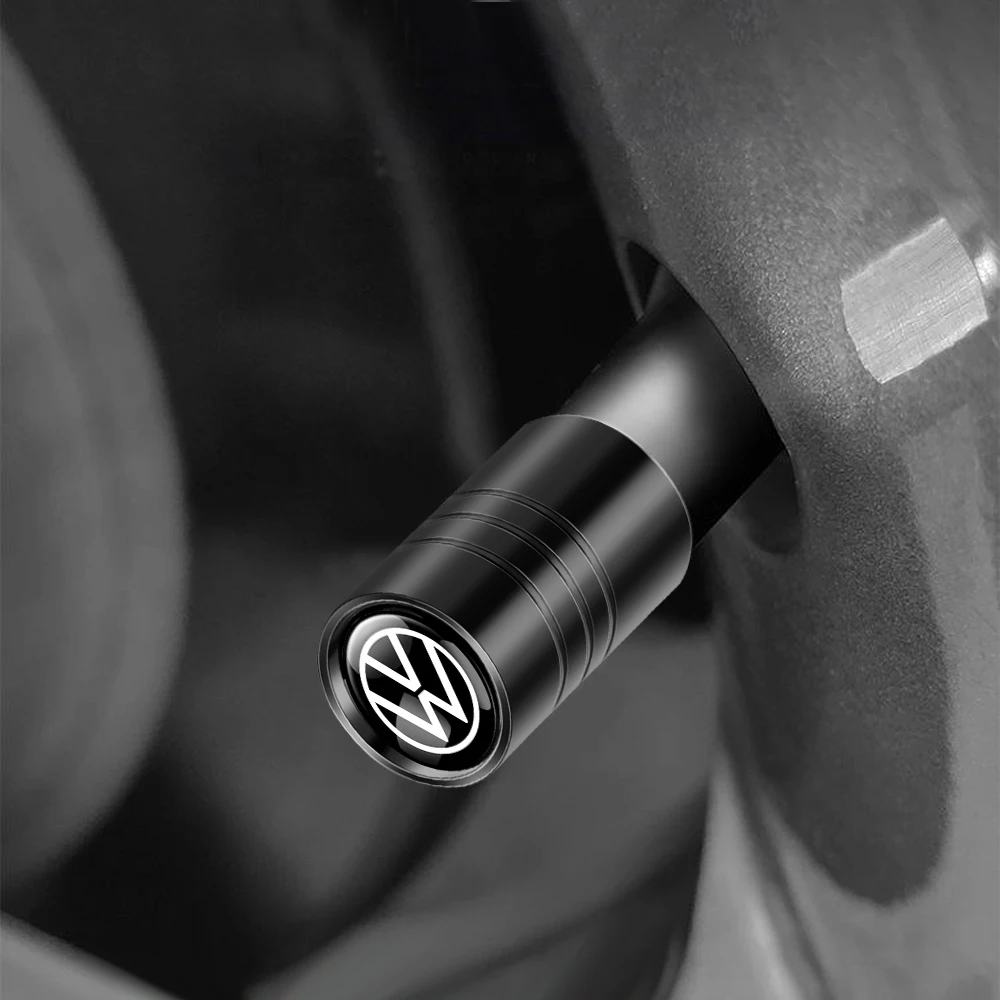 Tire Valve Caps Tire Stem Cover 4Pcs Car Wheel Tire Valve Caps Tyre Stem Cover Bolt-In Accessories For Volkswagen VW GTI R Golf 5 Polo Tiguan Passat Rline Jetta