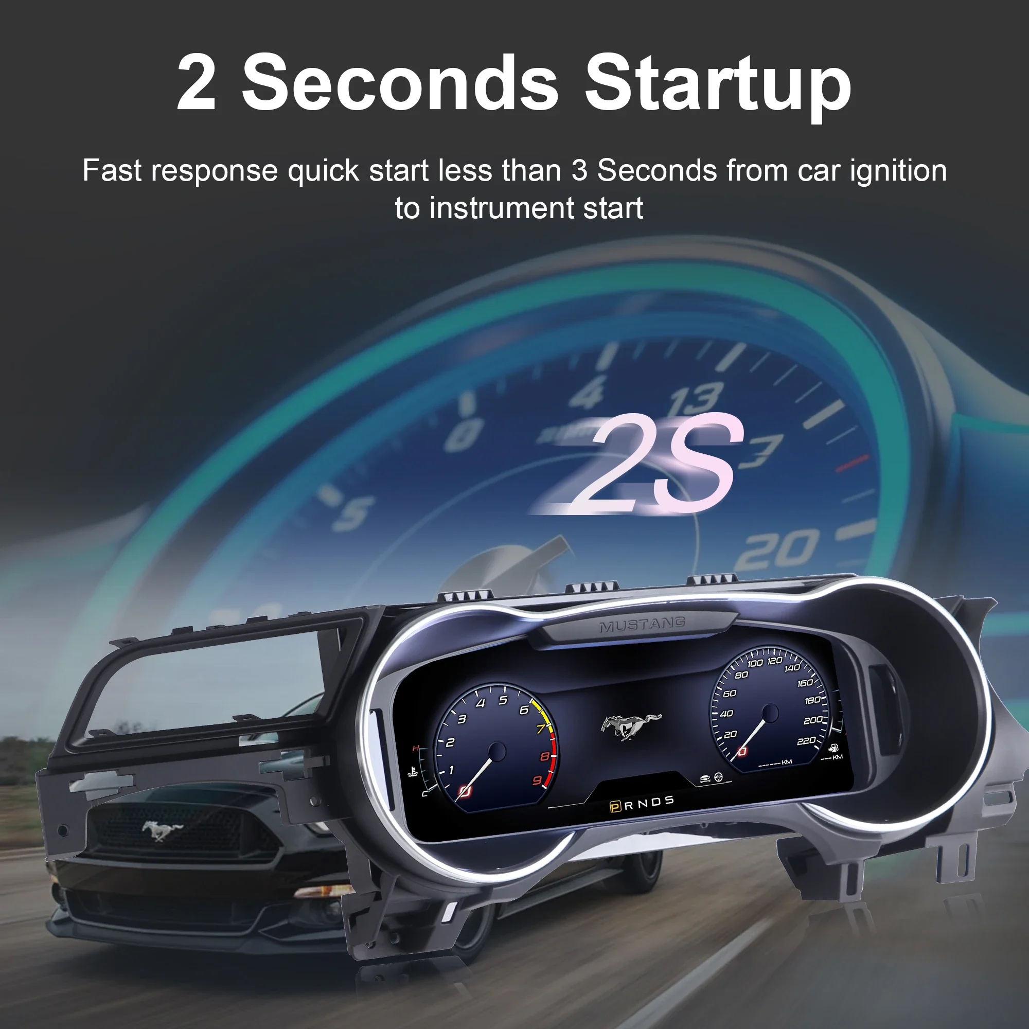 Pantalla LCD de 12,3" para el tablero de instrumentos del Ford Mustang 2015-2021: odómetro, velocímetro, cabina virtual, panel de instrumentos digital y CarPlay. 4