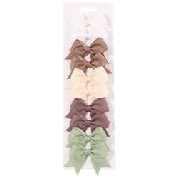Charming Ribbon Bow Hair Clips Set for Girls - Pack of 10 Handmade Hair Accessories (2640 - 13)