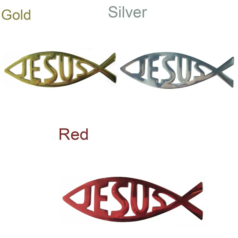 New 3D Christian Jesus Fish Symbol Logo Car Emblem Badge Sticker Decal