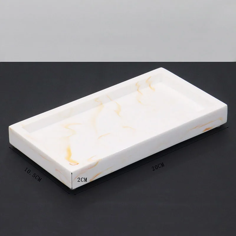 Household Storage Tray Marble Resin Tray for Bathroom Rectangular Jewelry Storage Kitchen Dish Plates