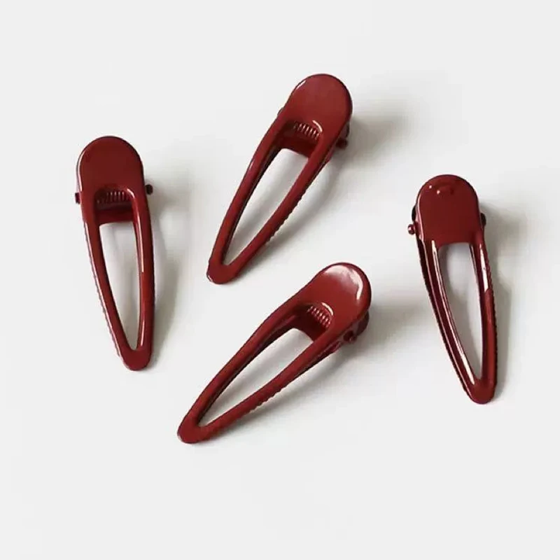 2er-Set: Elegante, minimalistische, weinrote ovale Entenschnabel-Haarspange für seitliches Haar – Vielseitiges Haarband für den Alltag – Detail 7