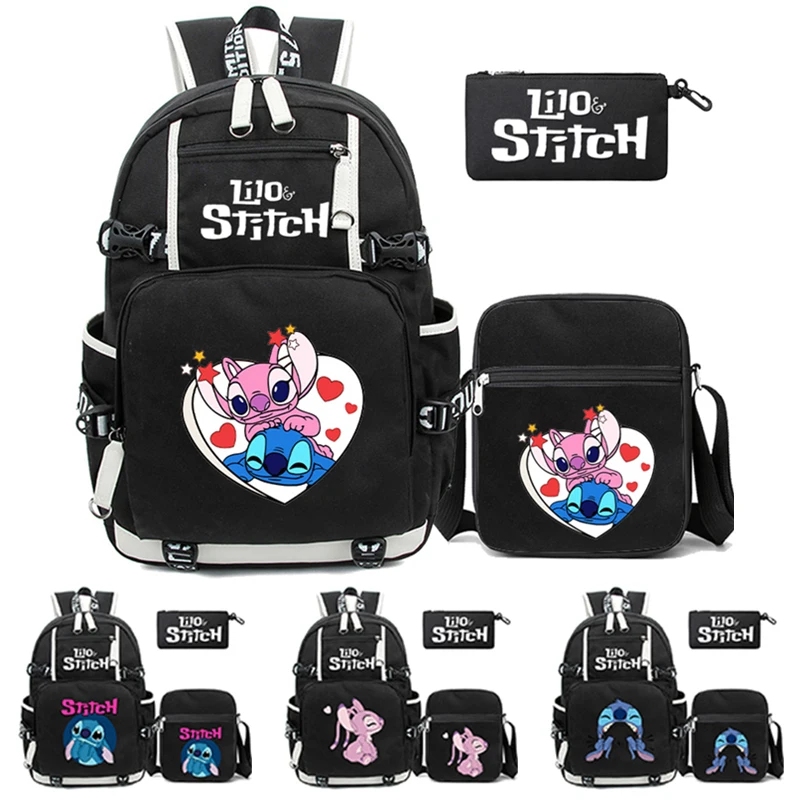

3Pcs/set Lilo Stitch Backpack Teenagers Boy Girl Back To School Backpack Student Schoolbag Men Stitch Bag Anime Travel Mochilas