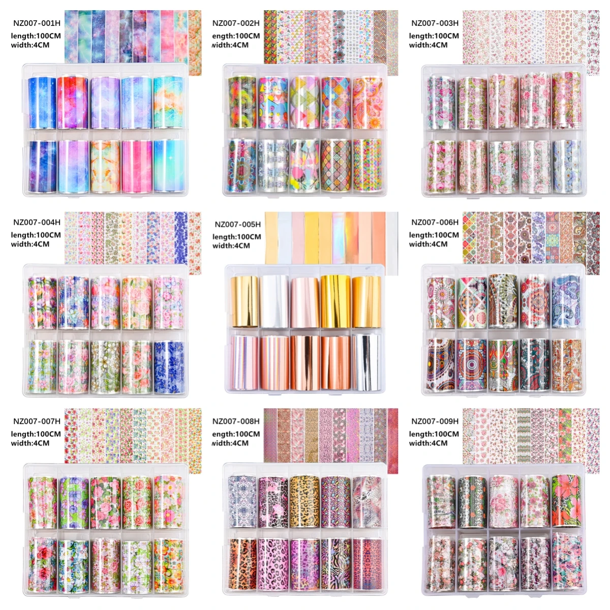 

1BOX Flower Nail Foils for Transfer Paper Abstract Stickers Sliders Adhesive Nails Wraps DIY Water Marble Nail Art Decorations #