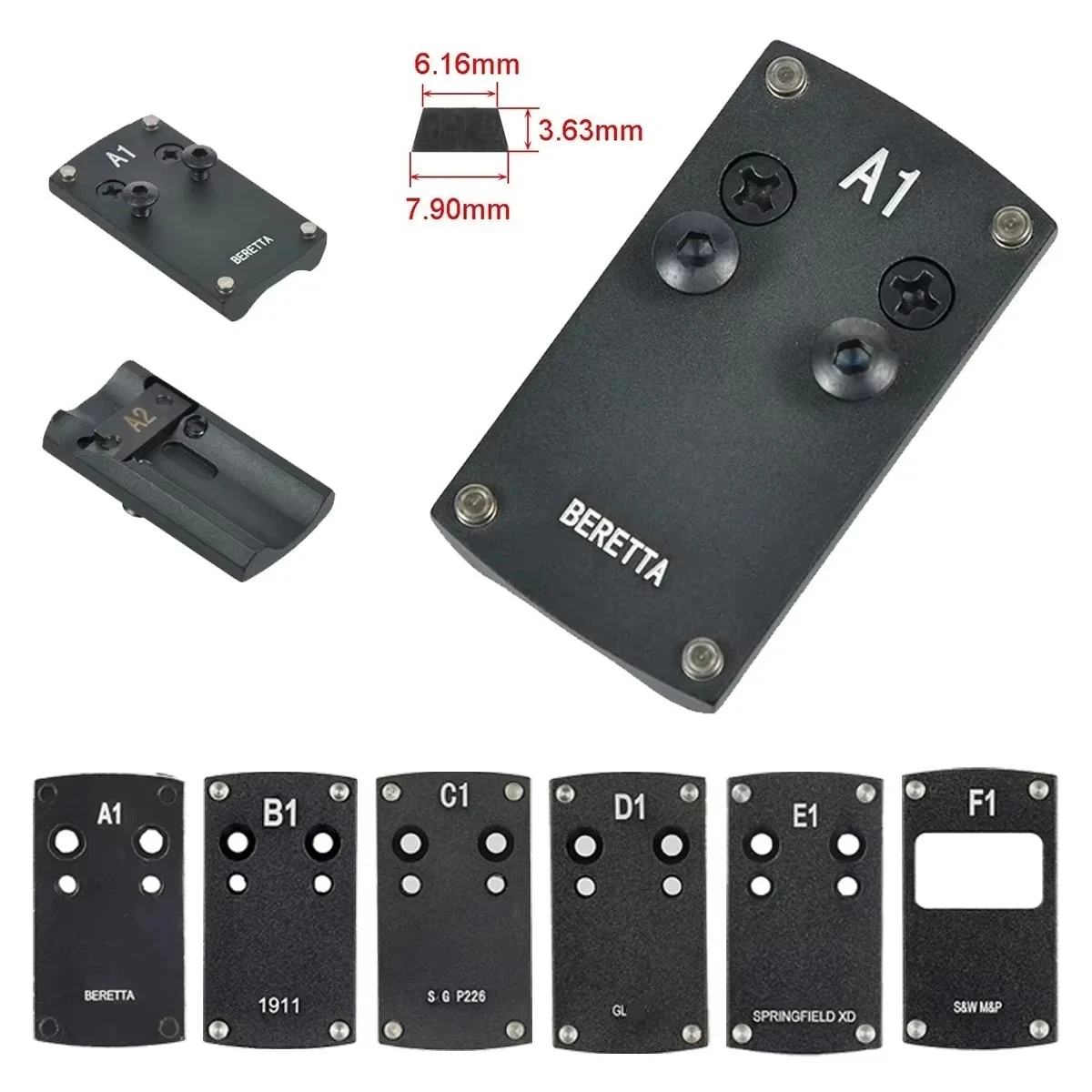 Pistol Reflex Sight Mount Adapter Plate For Glk 43 S&W HK USP S G P226
