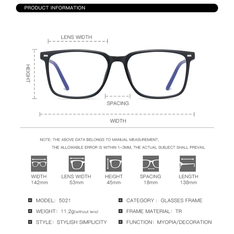 Anti Blue Light Glasses Men Women Gaming TR90 Matte Black Transparent Fashion