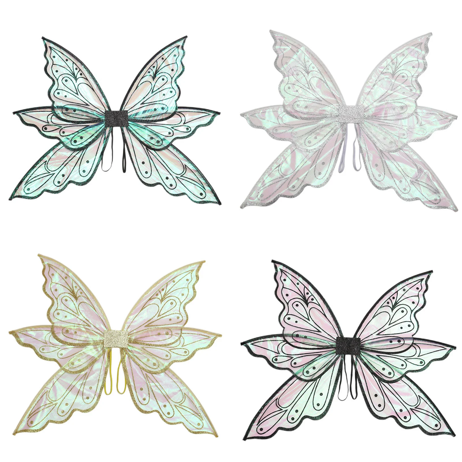 Flower Elf Wings Party Festivals Props Shiny Edge Butterfly Fairy Wings With Elastic Shoulder Straps For Performance Props
