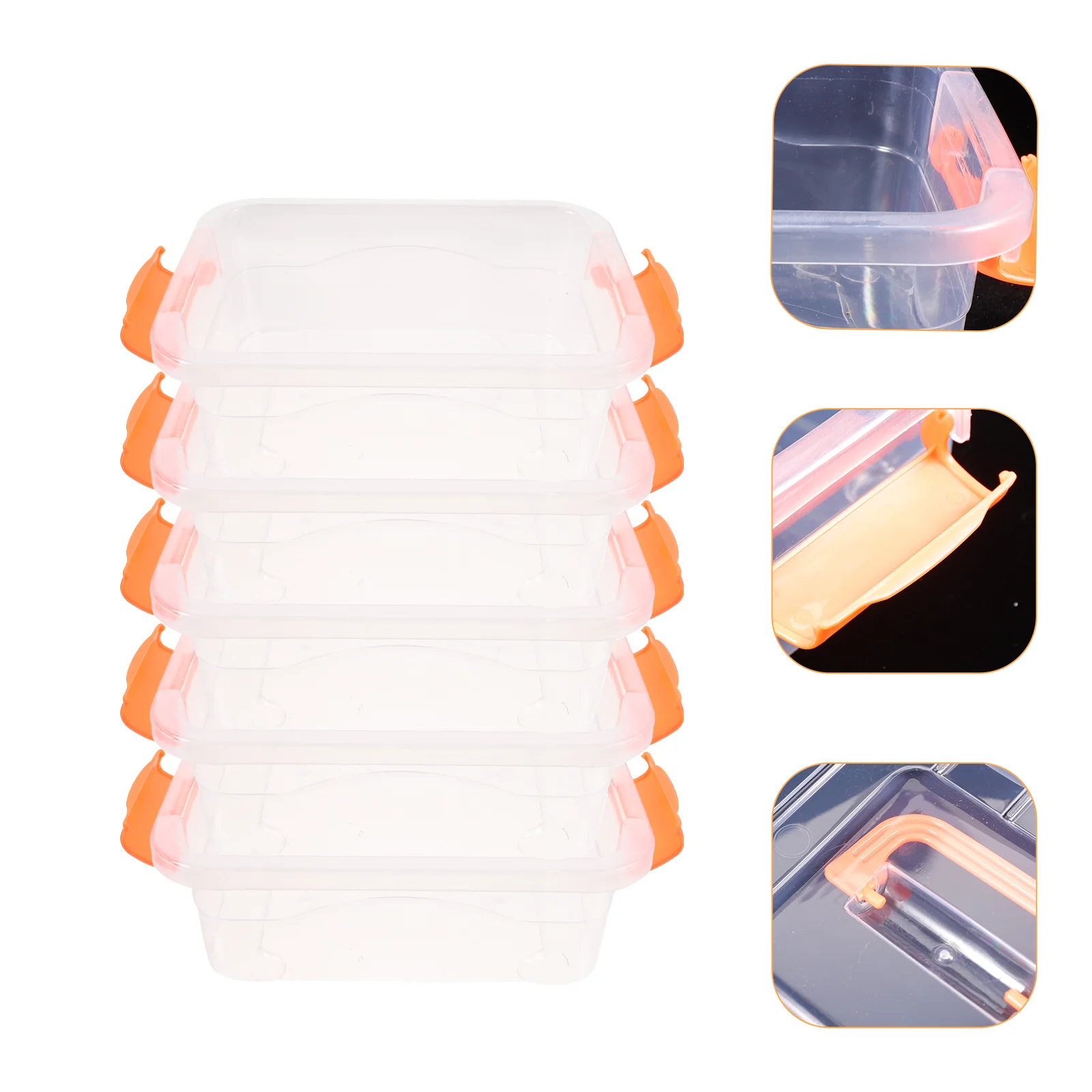 

5 Pcs Storage Bins Organizer Desktop Holder Plastic Carrying Case with Handle Playroom Toy Office