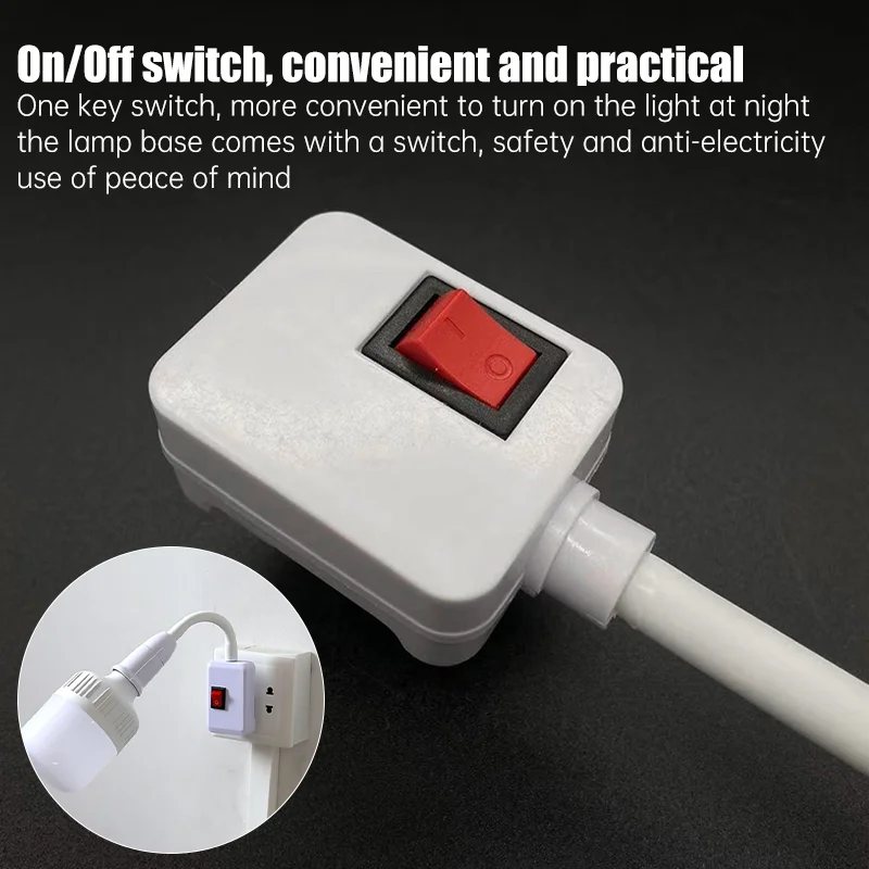 Convertore portalampada da parete E27 Interruttore E27 Base lampada Ve a piedino rotonda Spina UE USA con pulsante ON/OFF Presa maschio luce LED  39