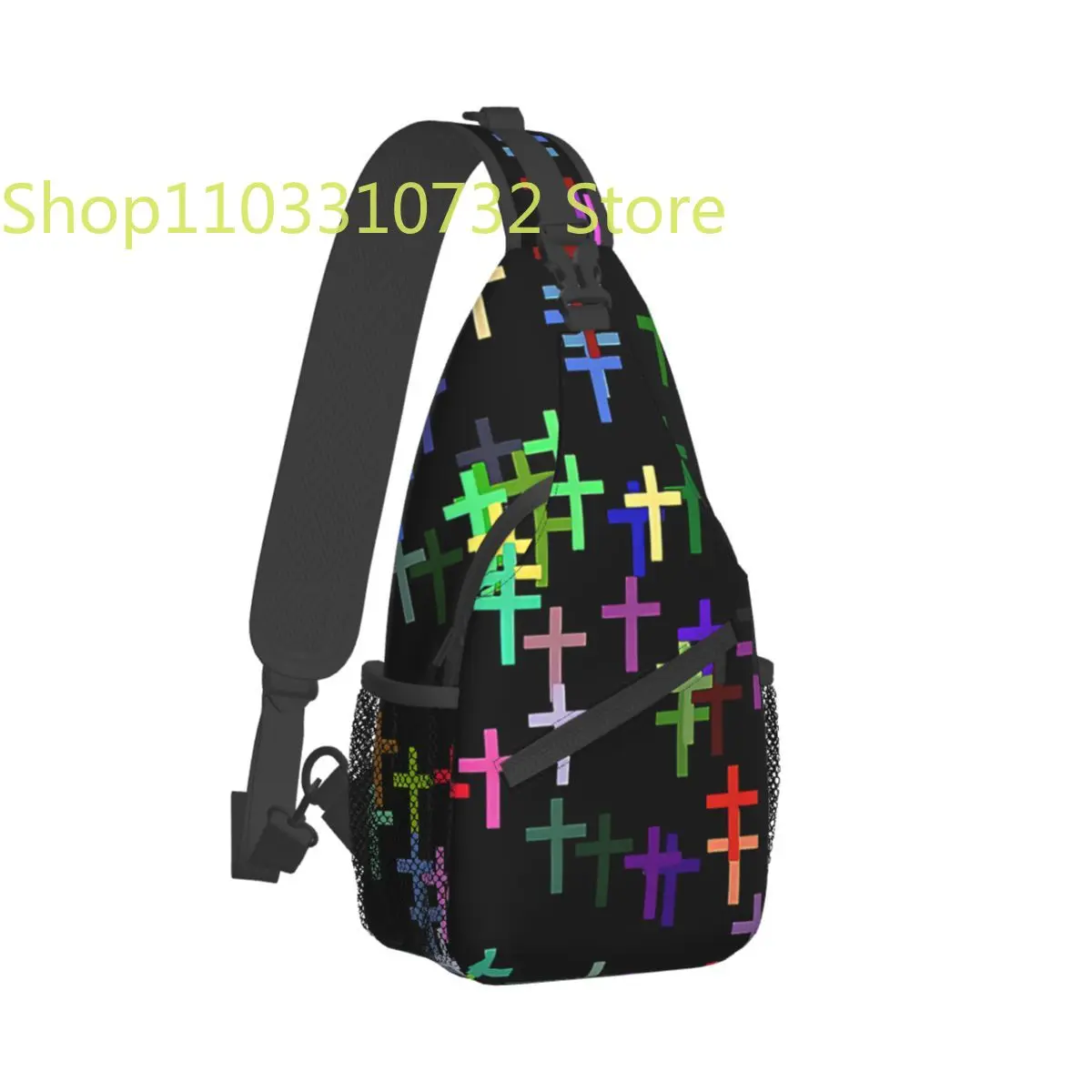 

Colorful Christian Cross Pattern Crossbody Chest Bags Cross Crucifixion Pockets Travel Pack Messenger Sports Teens Shoulder Bag