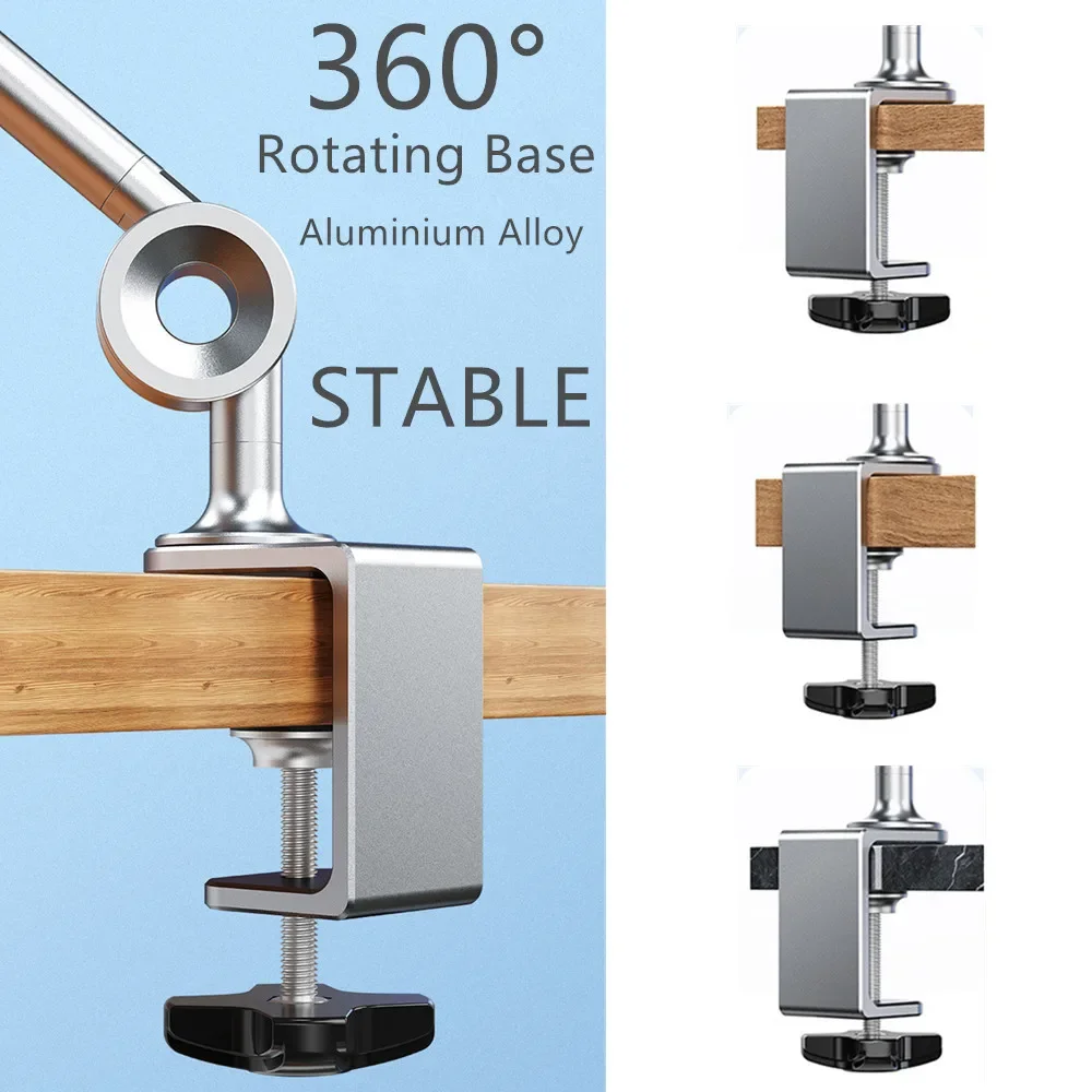Metal Tablet Stand Holder for Desk 360° Rotating Foldable Lazy Arm Tablet Mount for iPad Air Pro Mini 4-13 inch Tablet Cellphone
