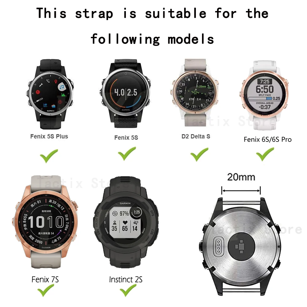 Fenix 6S 6S Pro 5S  Ǹ ð  Ʈ, Fenix7s Ʈ ġ  ü, 20mm