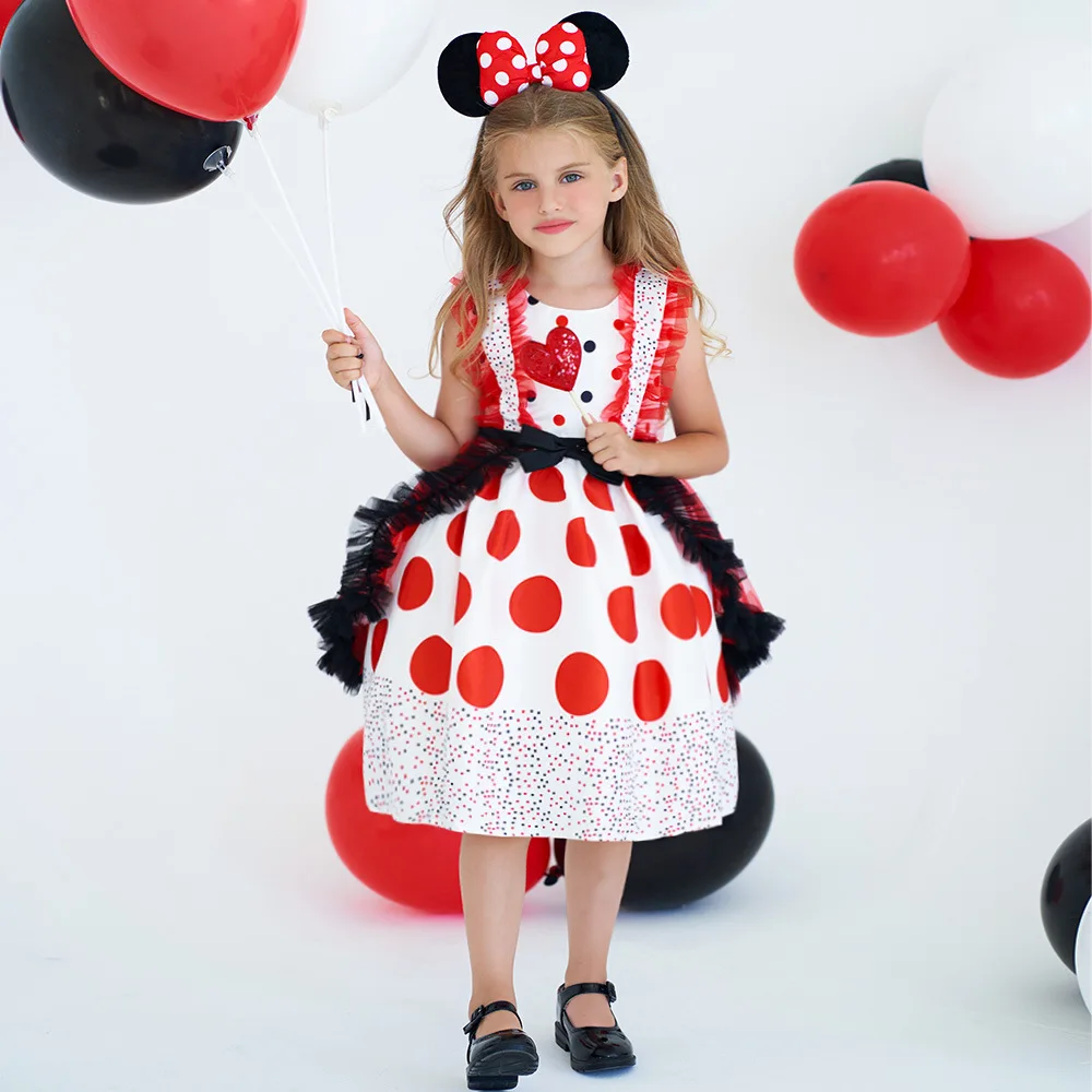 

Sleeveless Costumes for Girls 2023 Carnival Party Fancy Dress Up Princess Red Halloween Gowns for Kids 4-10 Y