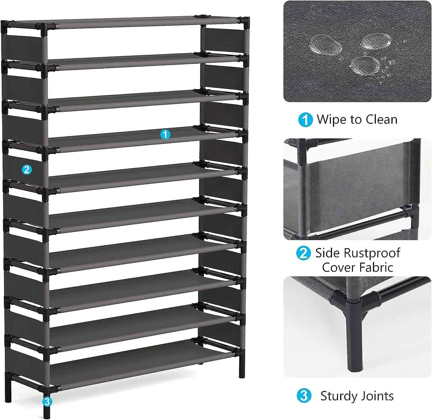 Tribesigns Simple Black Shoe Rack Metal Shoe Shelf Footwear Space Saving Shoes Organizer