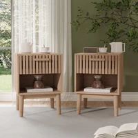 Набор из 2-х прикроватных тумбочек, приставных столиков с 1 ящиком и открытым отделением, современная тумбочка для спальни, гостиной, офиса