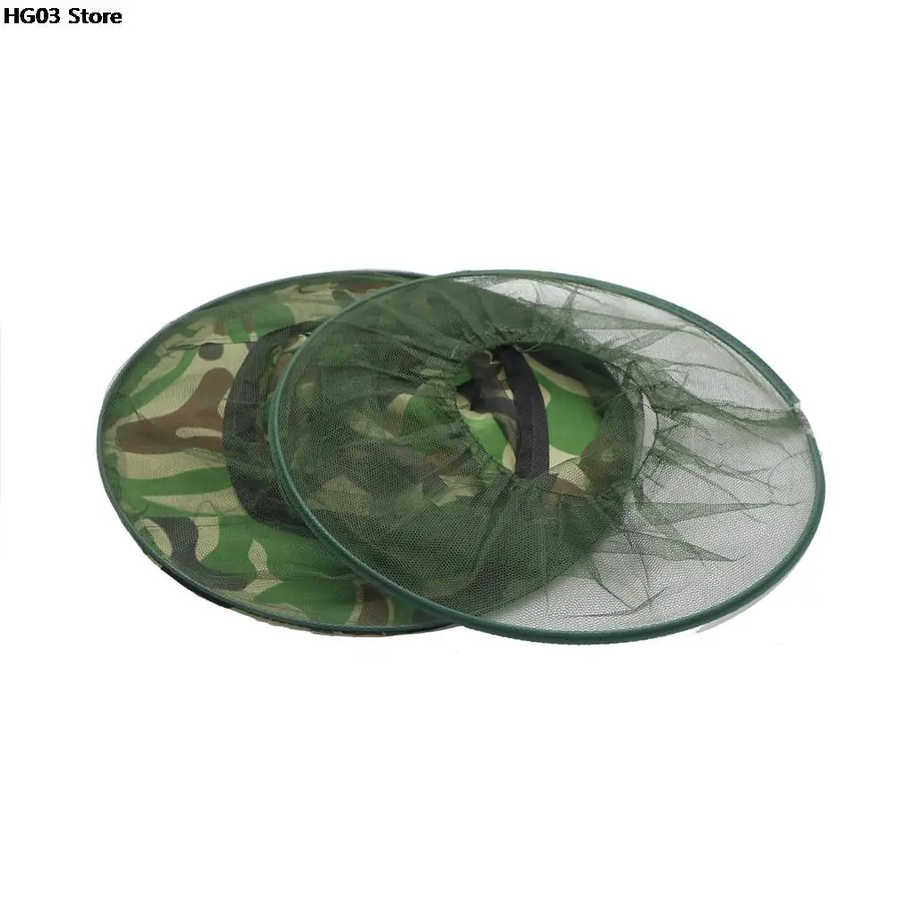 Camouflage Beekeeping Fishing Hat Mosquito Net Caps Mesh Beekeeper Protective Cap Mask Outdoor Anti Bee Neck Veil Head Cover