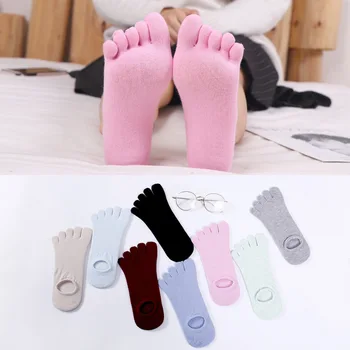 봄 여름 얇은 다섯 손가락 양말 여성용 짧은 양말 단색 로우 컷 보이지 않는 양말 통기성면 분할 발가락 양말