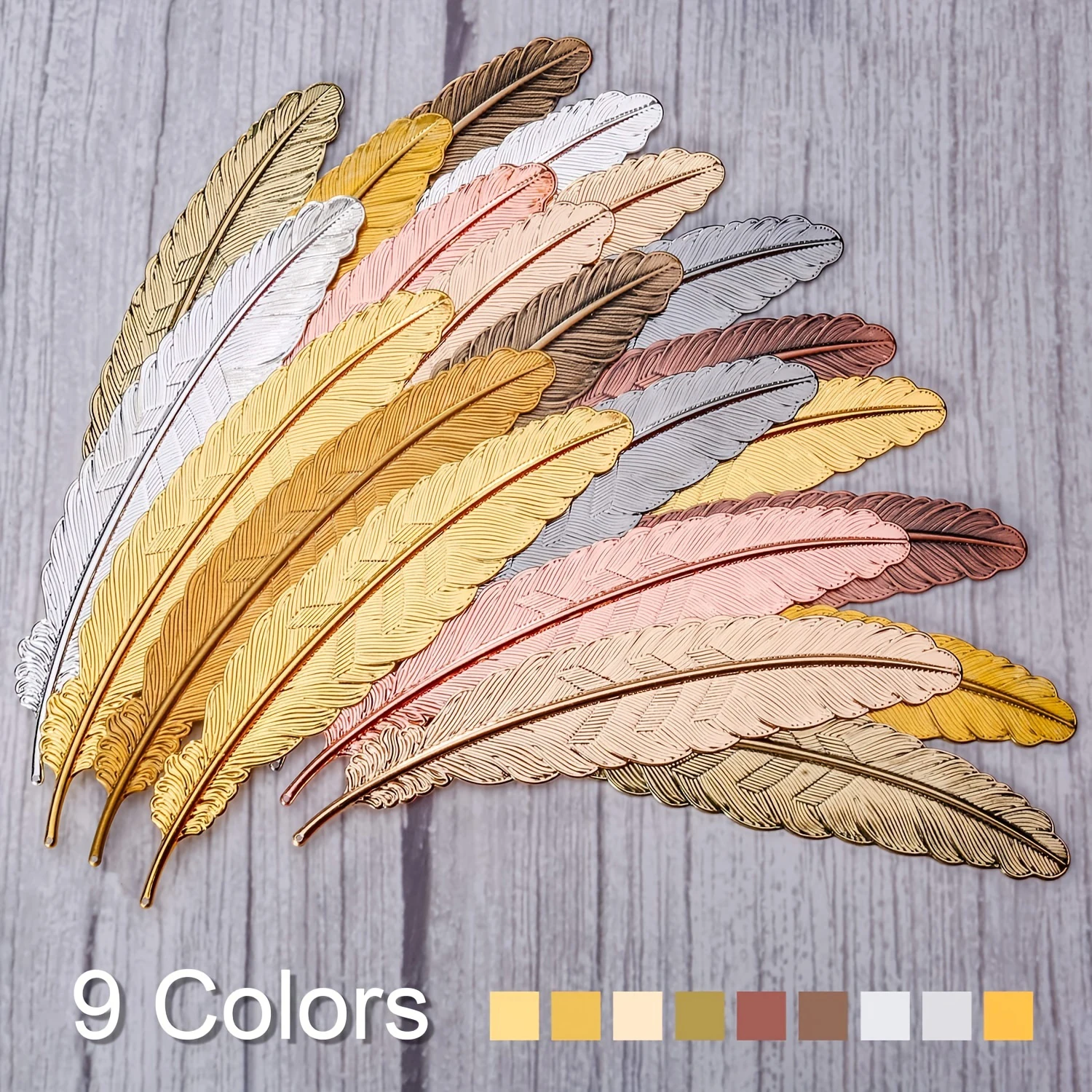 

MOHAMM 9pcs Retro Feather Metal Bookmarks for Read Markers Adults and Kids 9 Colors