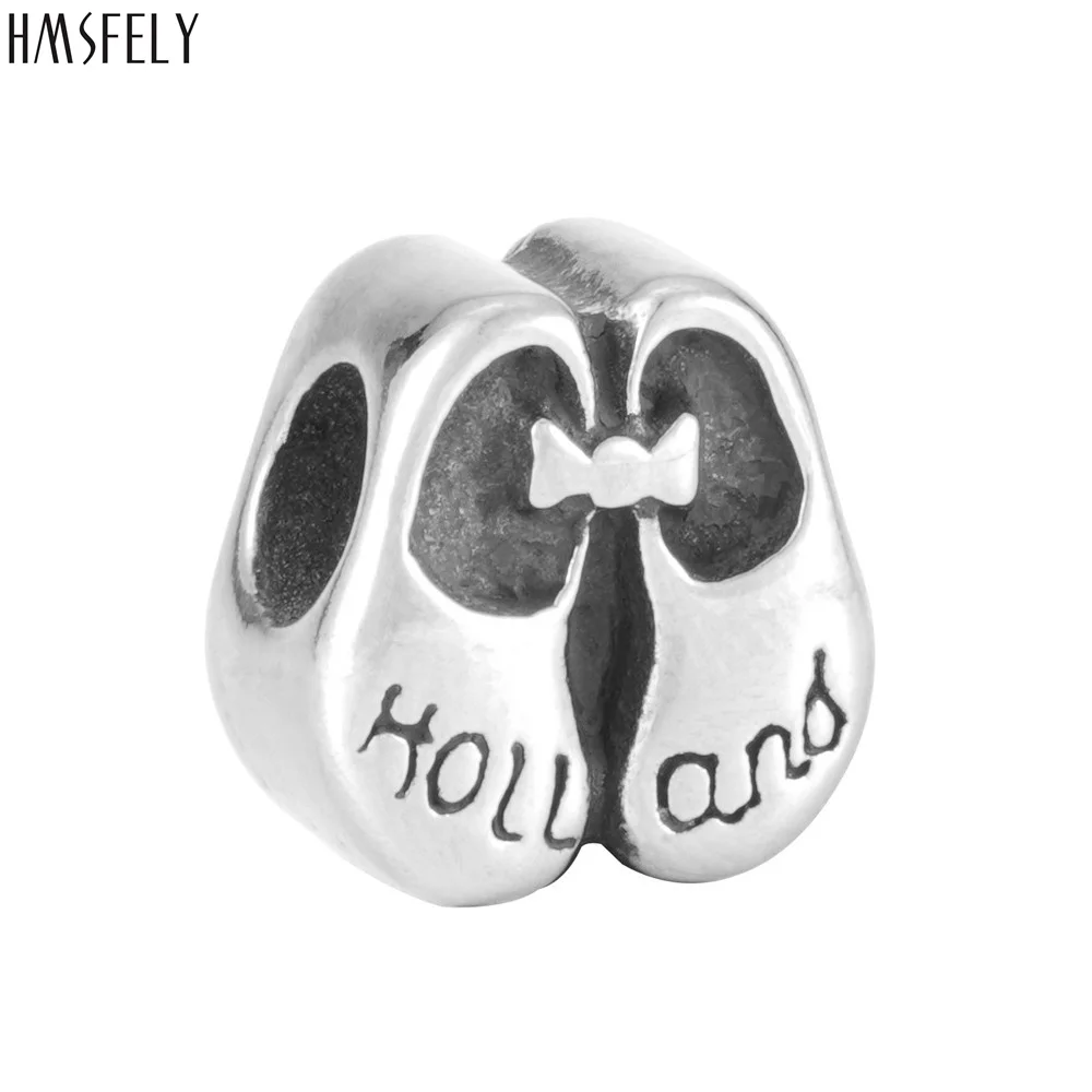 

HMSFELY shoe Beads For Holland theme Charm Women Bracelet Jewelry Making Crystal Bead 316l Stainless Steel Beads