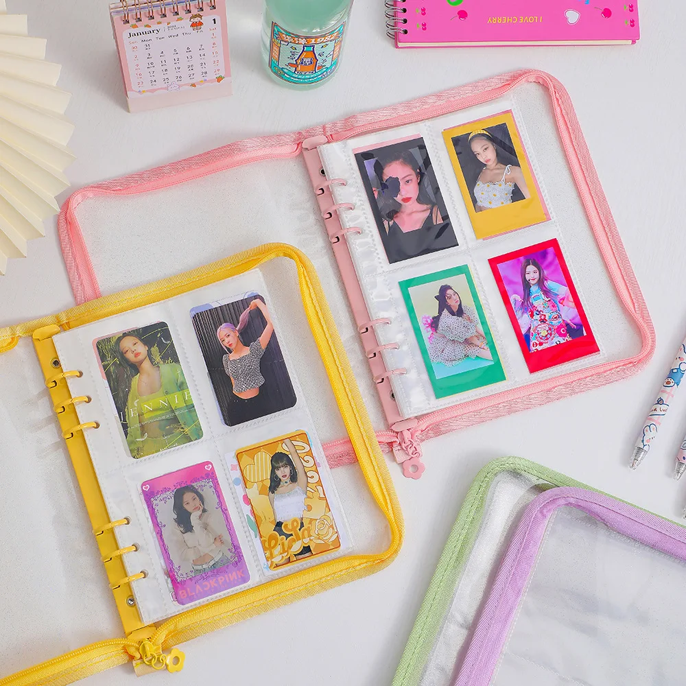 SKYSONIC A5 Zipper Binder Collect Book Refill Organizer DIY Journal Dairy Transparent Photo Album Organizer Stationery Supplies 4