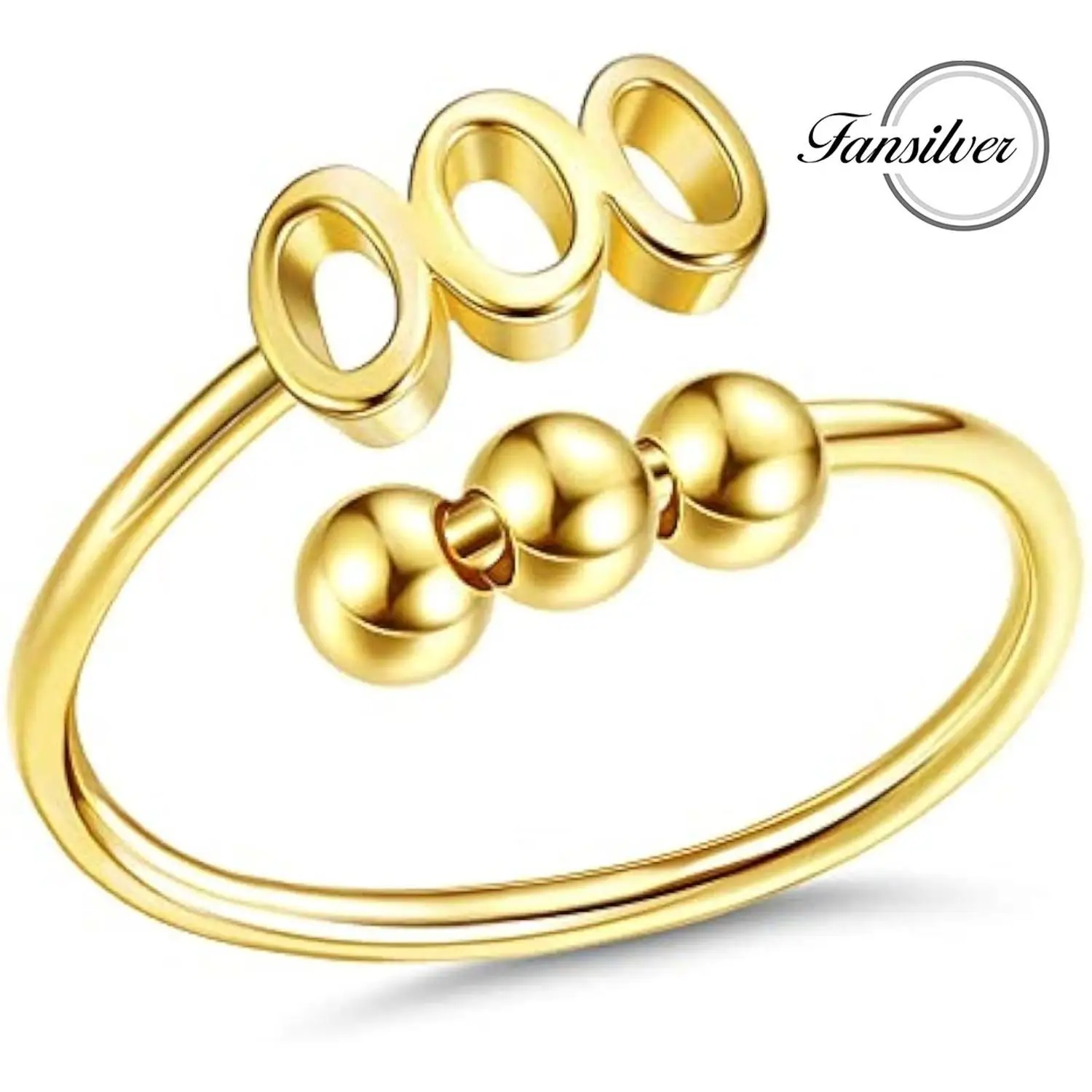 

Fansilver Sterling Silver 925 Ring for Women Gold-plating Fidget 888 999 Angel Number Ring Adjustable Stackable Rings
