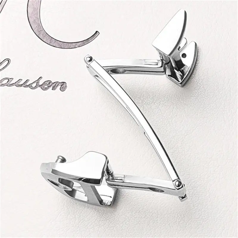 SCHIK 18mm solid Stainless Steel Butterfly Buckle For IWC IW323101 Big Pilot Watchband Strap Silver Clasp folding buckle