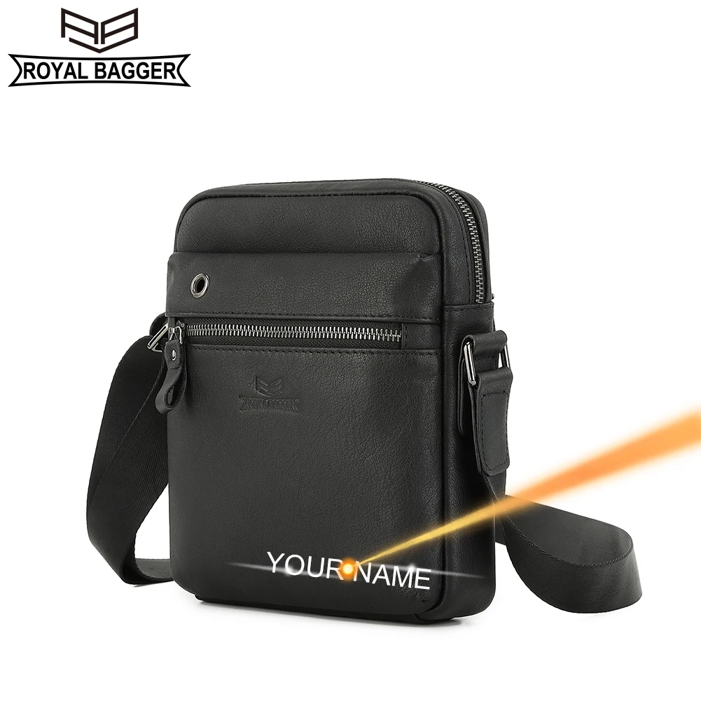 

Royal Bagger Messenger Bag for Men Shoulder Bag Genuine Cow Leather Fashion Casual Large Capacity Crossbody Business Bags 1343