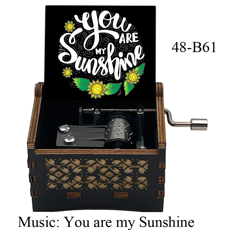 You Are My Sunshine Music Box Black Wooden New Design Friend Husband Wife Girlfriend Daughter Birthday Christmas Cute Gifts 3
