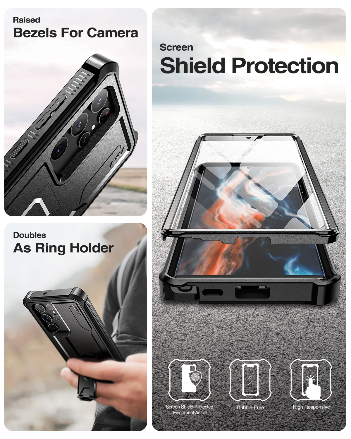 Durable 360° Kickstand Case with Dual Front Frames - Military Grade Shockproof Armor Cover