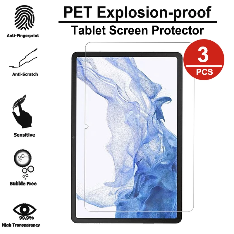 3PCS Anti shock PET Protective Film For Samsung Galaxy Tab S8 Plus 11 12.4 Inch Clear Tablet