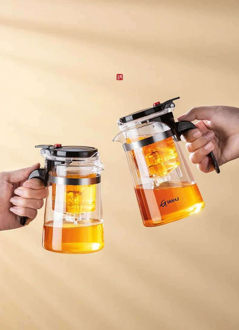 Teapot With Infuser Thickened Glass Heated Resistant Tea Pot One-button Filtering Tea Separation Kettle Tea Coffee Maker Teapot With Infuser Thickened Glass Heated Resistant Tea Pot One-button Filtering Tea Separation Kettle Tea Coffee Maker