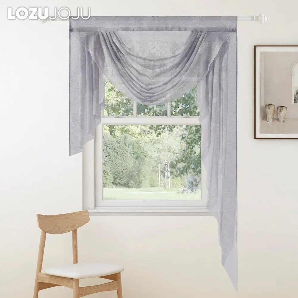 

LOZUJOJU Plain Colour Leaves Print Dark Pattern Short Curtain for Flat Window Curtain Valance for Living Room 1PC