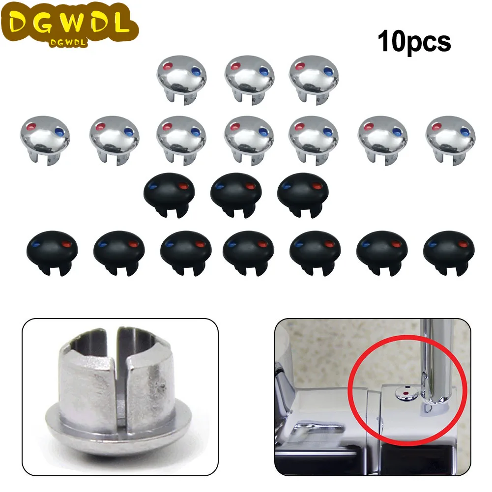 10pcs Faucet Handle Hot Cold Water Sign Red Blue Label Decoration Cover Kitchen Bathroom Mixer Tap Indicate For Faucet Handles