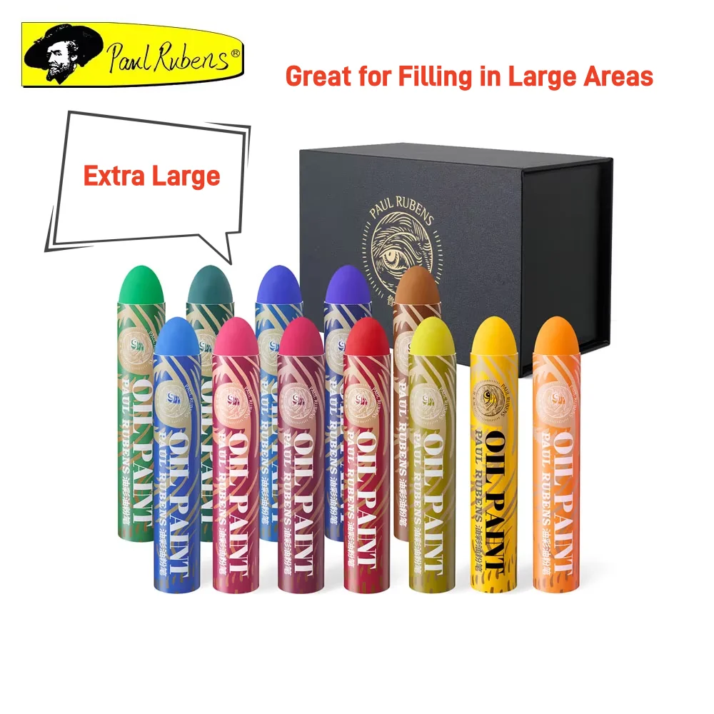 Paul Rubens Oil Pastels 12 Vibrant Colors Extra Large Oil Pastels Creamy texture Easy to Blend HAIYA for Artists