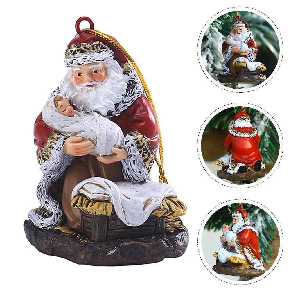 Statuette Père Noël Assis 46cm Rouge