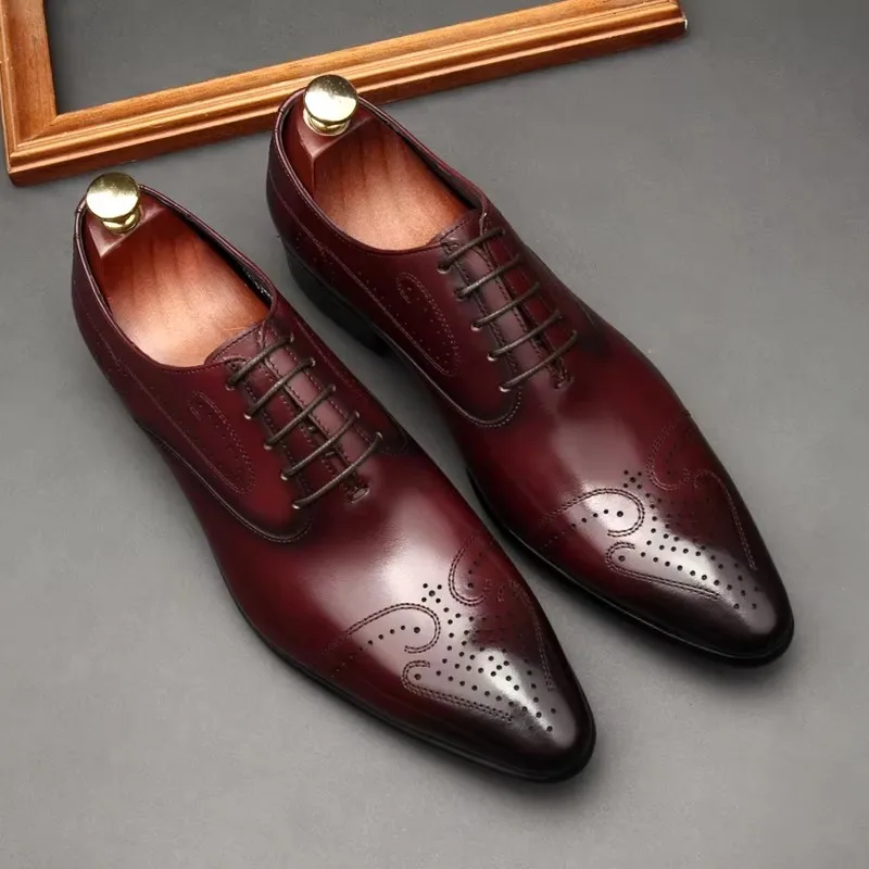 Bullock men's shoes, lace ups, carved leather. Formal wedding, dress code. Size 46