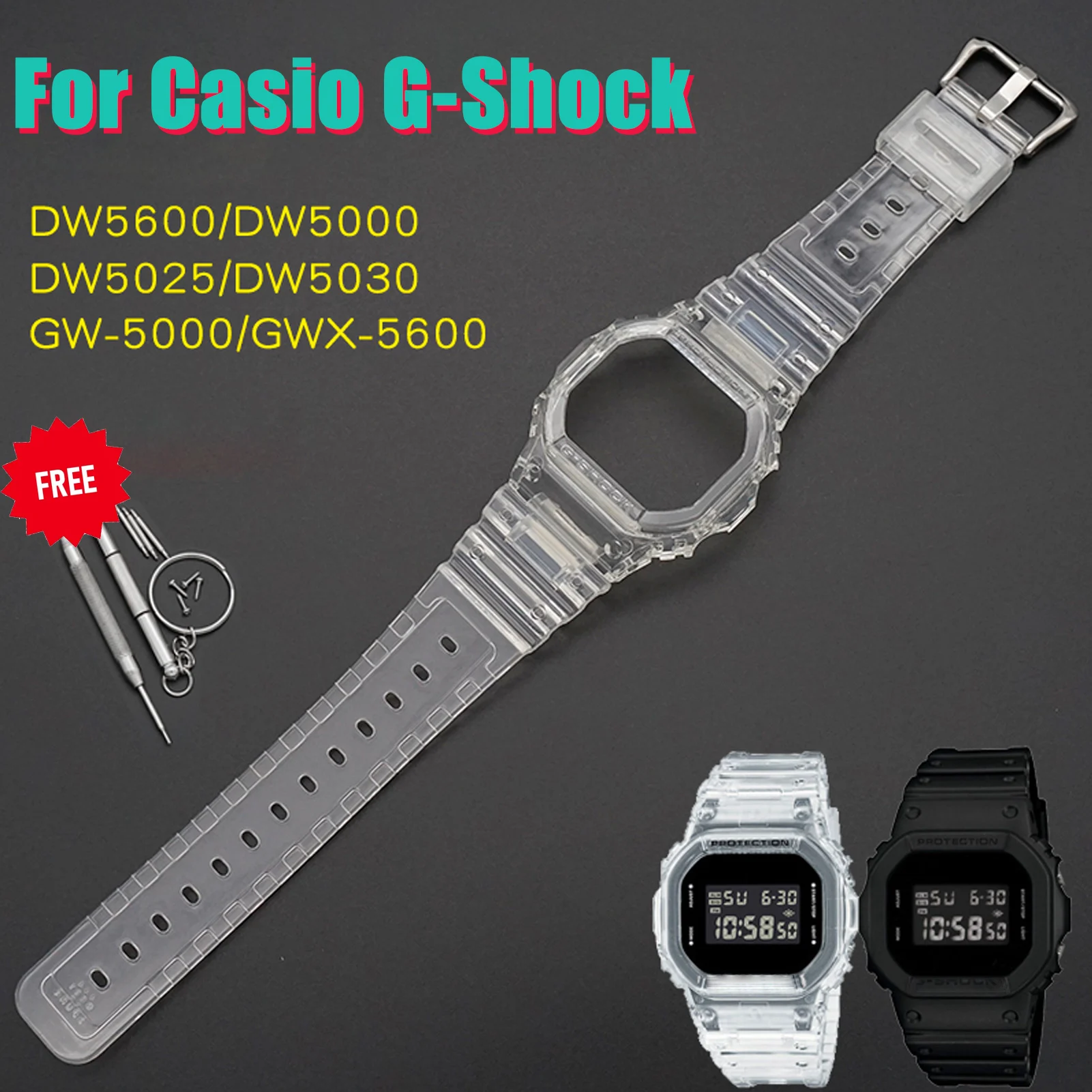 Аксессуары для часов Casio G-SHOCK DW5600 5700 GW5600 5000 5035 ремешок для  часов GB5600 DW5025 5030 чехол из смолы для мужчин и женщин | АлиЭкспресс